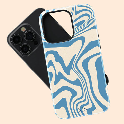 Custom Initials Swirl Wavy Marble iPhone Case